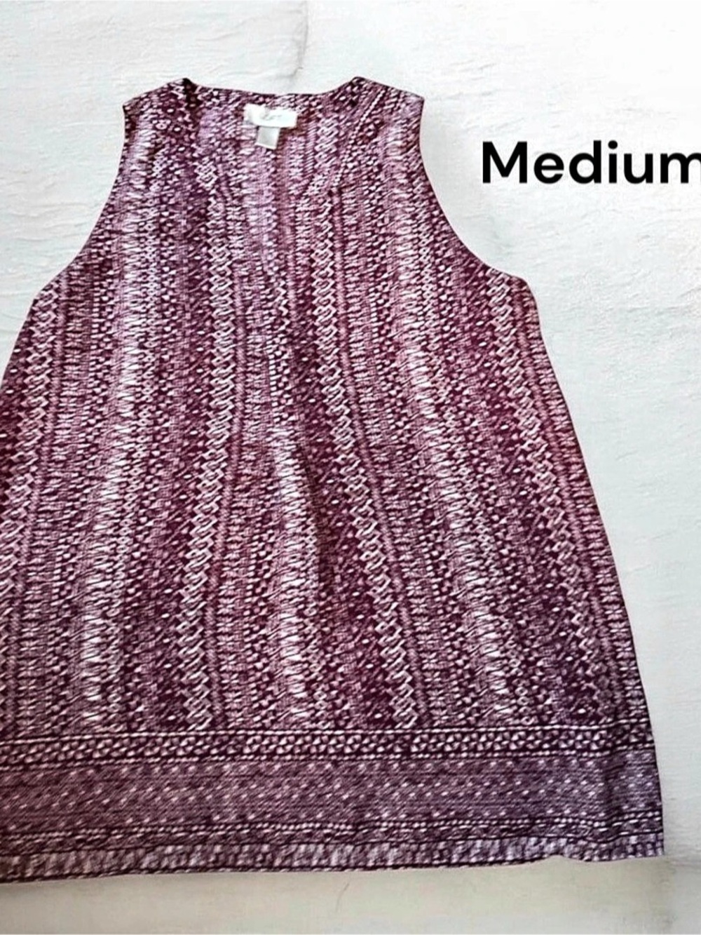 LOFT Patterned Tank Top Purple Size Medium